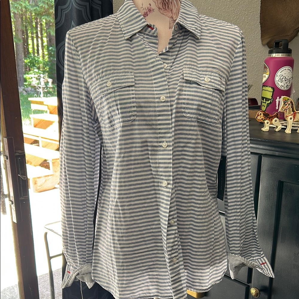 Tommy Hilfiger Blue Striped Button Down Shirt